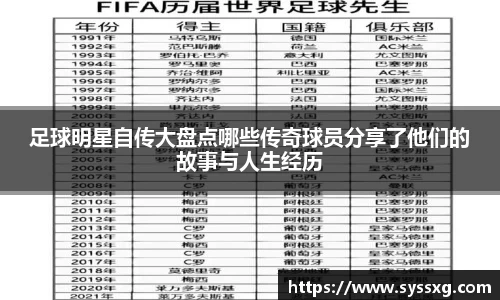 足球明星自传大盘点哪些传奇球员分享了他们的故事与人生经历